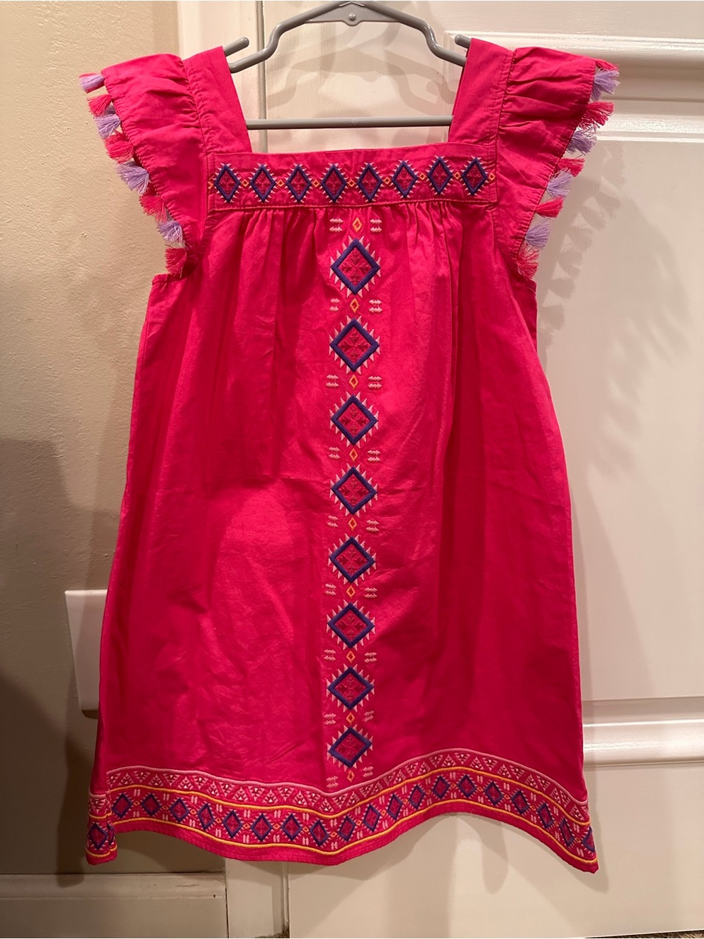 Gymboree Bright Pink Embroidered Tassel-Trim Dress